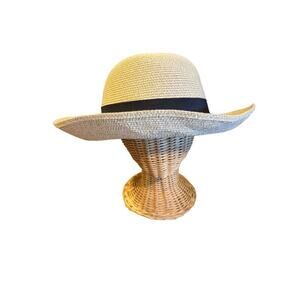 Furtalk Women's Wide Brim Straw Sun Hat Beige Foldable & UPF 50+